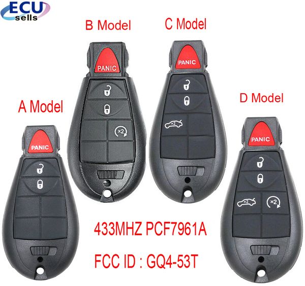 

3b/ 4b /5b remote key fob for dodge 1500 2500 3500 4500 with remote start 433mhz pcf7961a fcc id : gq4-53t
