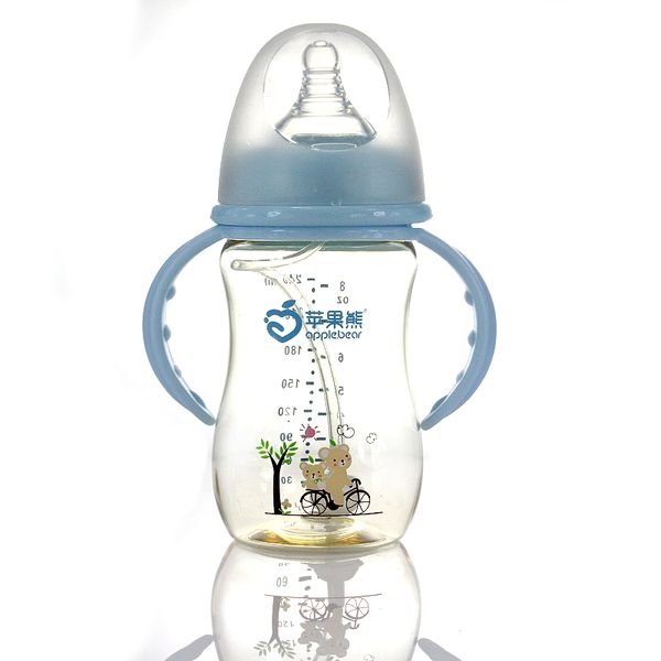 

240ml pp baby milk feeding bottles learn drinking straw infant nipple bottle
