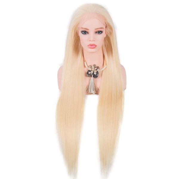 

24inch bolin stock 9a grade brazilian virgin hair straight natural part full lace wig #613 long blonde human hair wig, Black