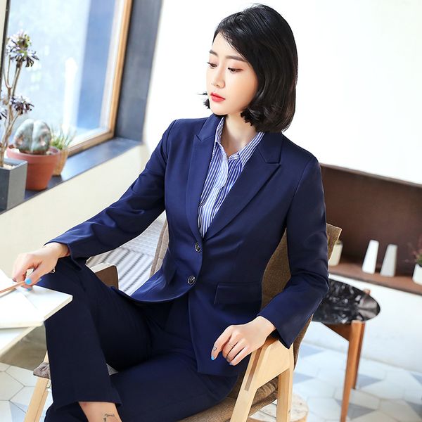 

formal professional business suits with jackets and pants 2019 spring autumn ladies office work pants suits female blazers sets, White;black