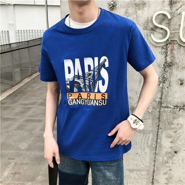 

printed crew neck casual mens tshirt fashion breathable summer short sleeve designer mens clothing paris letter, White;black