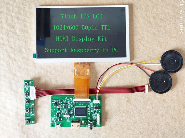 

7inch ips lcd raspberry pi display kit 1024mm*600mm 50pin ips mult fingers touch tj001 car
