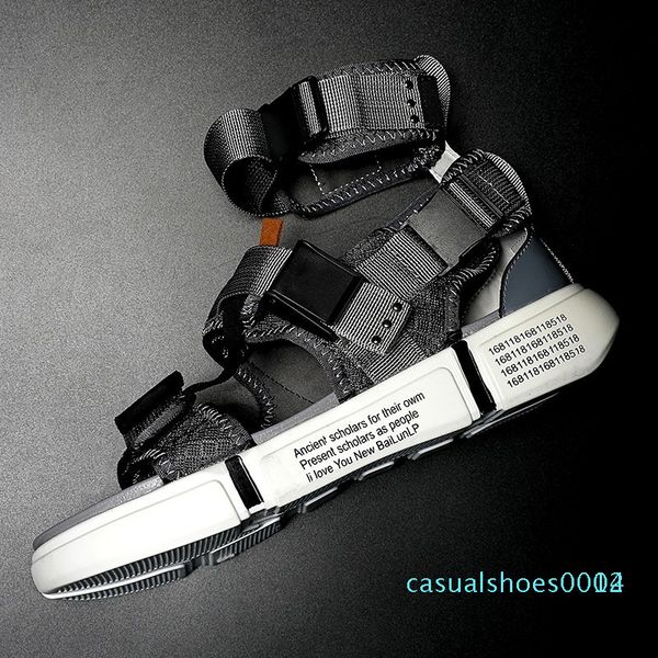 

fashion sandals men shoes new summer super male casual shoes wedge chunky comfortable gladiator high sandal c04, Black