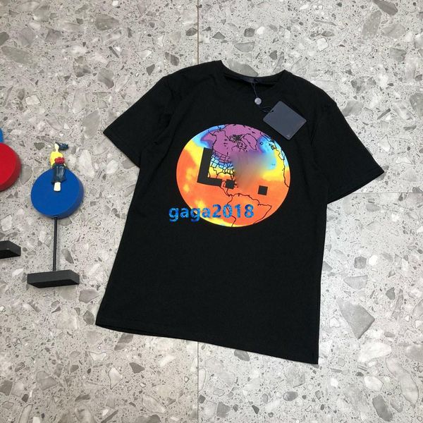 

high end женщины девушки футболка многоцветный земля письмо печати с коротким рукавом круглый вырез блузка летняя рубашка тройник модный диз, White