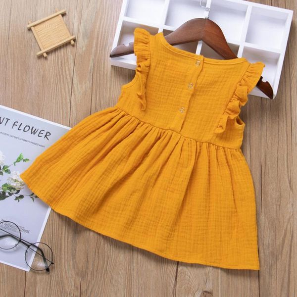 

summer casual dress baby girls ruffles sleeve solid dress toddler girls button princess dresses 2020 ju6, Red;yellow
