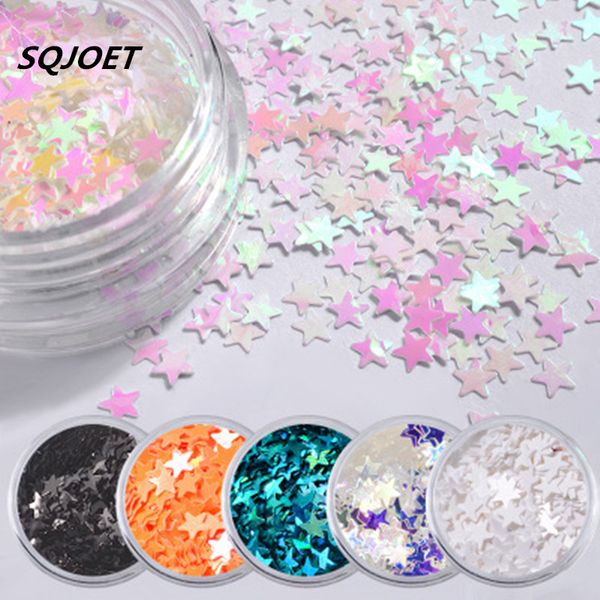 

laser stars flash pearl nail sequins nail art powder paillette glitter 3d decoration tips set kit, Silver;gold