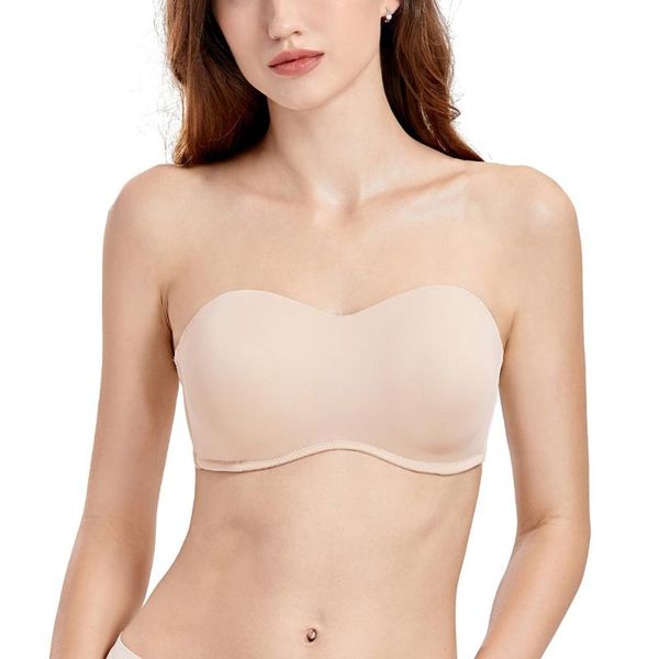 

women's smooth seamless invisible full coverage underwire strapless minimizer bra, Red;black