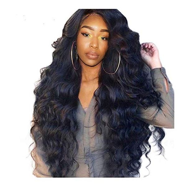 

250% density lace front wigs human hair body wave for black women, 10a brazilian virgin hair 360 lace frontal wig pre plucked diva1, Black;brown