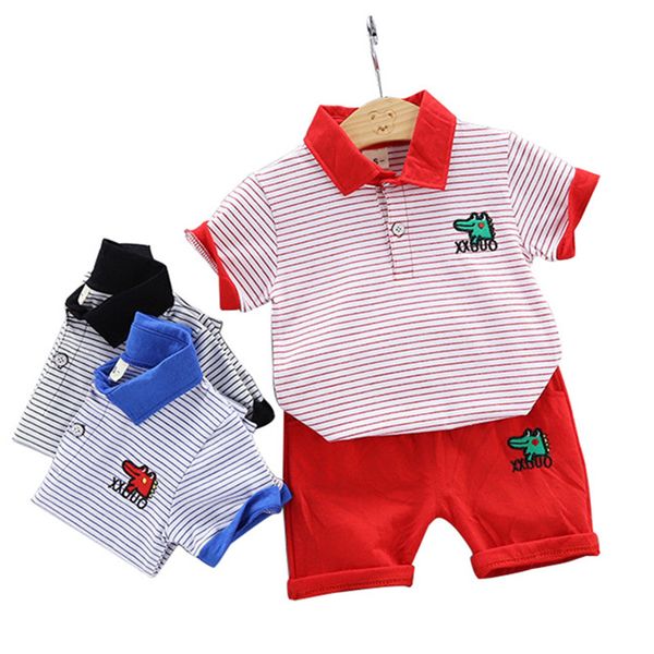 

baby clothing sets summer baby boys clothes infant cotton boys t-shirt+pants outfits striped kids clothes set 2pcs, White