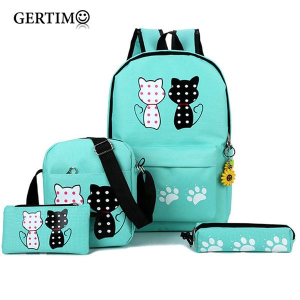 

cute cartoon cat school bags 4pcs/set school satchel backpacks for children bag for girls mochilas escolares infantis