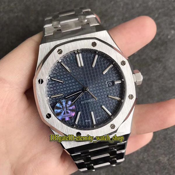 

version jf v5 royal series 15400st.oo.1220st.03 blue dial cal.3120 automatic movement mens watch 904l steel case strap sport watches, Slivery;brown