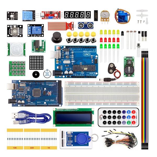 FreeShipping Diy Starter Kit для R / 3 / MEGA 2560 / SERVO / 1602 ЖК / Джемпер / HC-04 / SR501 с розничной коробкой