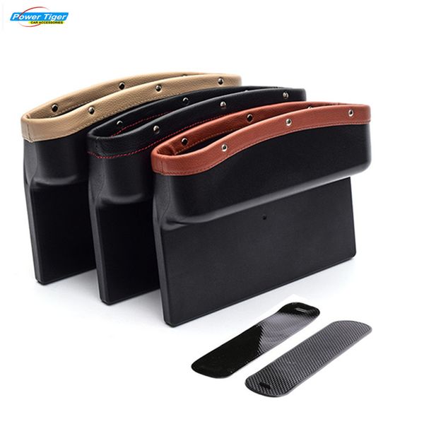 

powertiger car seat pockets pu leather car console side organizer seat gap filler catch caddy for cellphone wallet coin key
