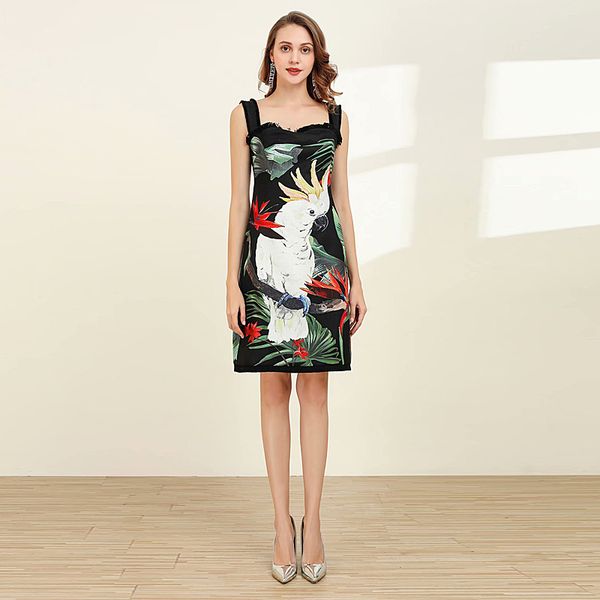 

mini dress spring summer new women's fashion workplace party casual vintage elegant chic print sling dresses, Black;gray