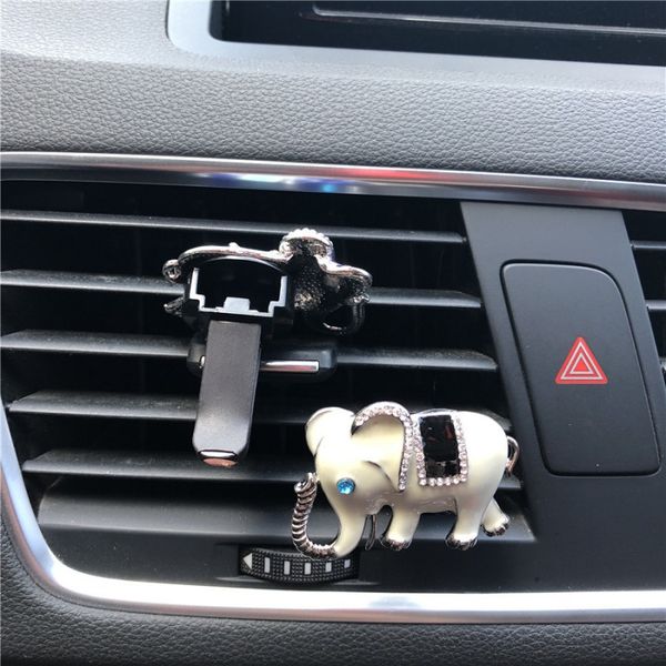 

new alloy elephant drip oil diamonds elephant car perfume clip air freshener car air outlet personality perfume ornaments