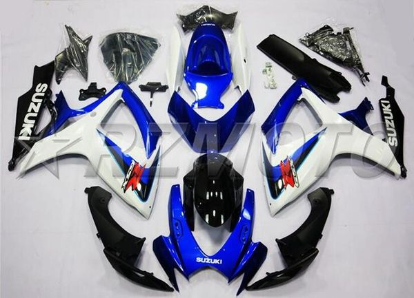 

4 gifts new abs motorcycle full fairings set fit for suzuki gsx-r600 gsx-r750 600 750 k6 gsxr 2006 2007 06 07 white blue