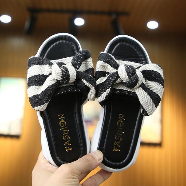 

girls slippers children sandals 2020 summer new fashion korean version cute bowknot children beach sandals and slippers girls, Black;grey