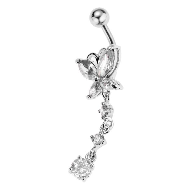 

crystal butterfly dangle ball barbell bar belly button navel rings, Slivery;golden