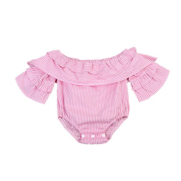 

Emmababy 2019 Toddler Baby Girls Striped Pink Bodysuit Off Shoulder Long Sleeve Cotton New arrival Smart Girl Gift