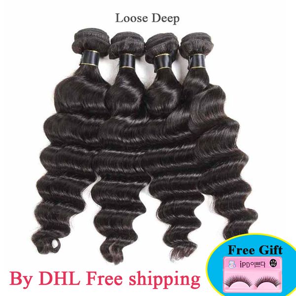 

8а класс перуанского бразильские сыпучего deep human 4 волос пучков малазийской индийский волос девственница перуанский рыхлая глубокий чело, Black