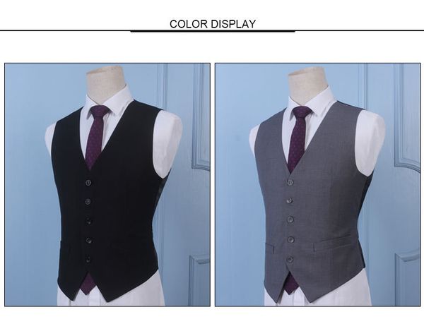 

plus size s-7xl fashion slim fit sleeveless mens wedding waistcoats 9 colors solid waistcoat men dress vests y122306, Black;white