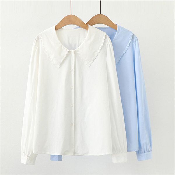 

women's blouses & shirts korea female spring loose office blouse thin sheer chiffon bottoming women blusas shirt, White