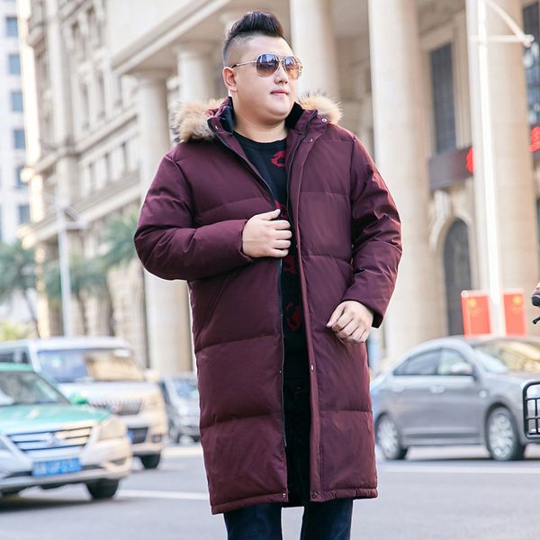 

men's down & parkas 2021 winter oversized -9xl 10xl with detachable fur collar coat long over the knee red jacket, Black