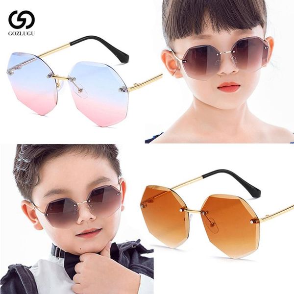 

gozlugu2022 new gradient lens children sunglasses boy girl children frameless polygon and love heart-shaped glasses, White;black