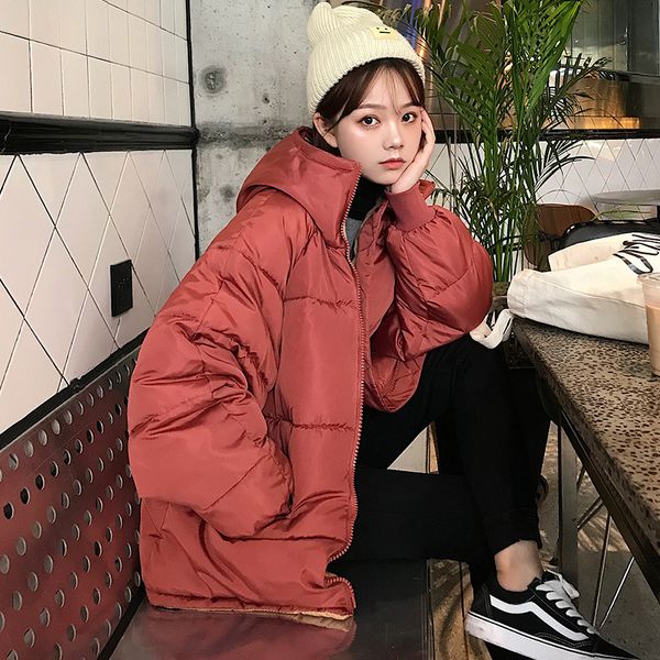 

2019 padded women's short bread service korean version of loose-fit down jacket casual student winter large size coat jacket, Blue;black