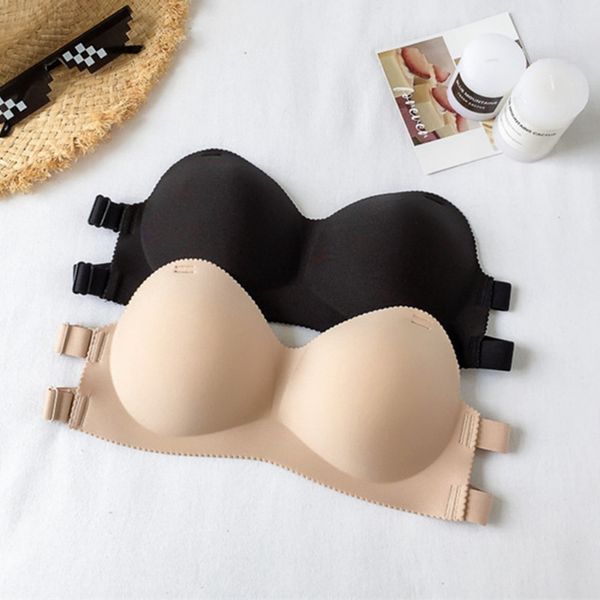 

summer seamless bra wire strapless bras breathable lingerie invisible bras for womenk, Red;black
