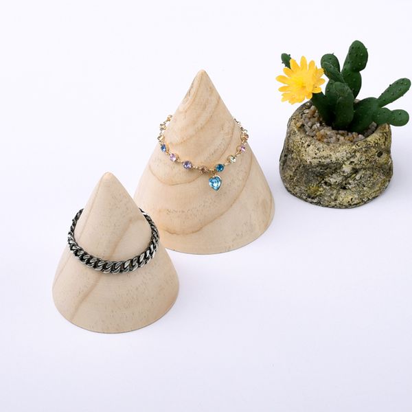 

[ddisplay]creative cone bracelet jewelry display solid wood personalized bangle display holder pine wooden pendant display stand, Black
