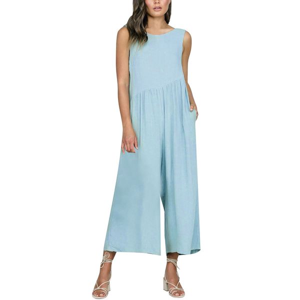 

jaycosin women jumpsuit loose holiday mini playsuit ladies summer solid beach causal rompers mar13 p30, Black;white