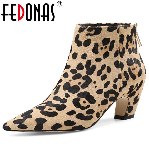 

fedonas 2020 new style fashion women ankle boots pointed head woman ladies boots horsehair party prom pumps quality winter shoe, Black