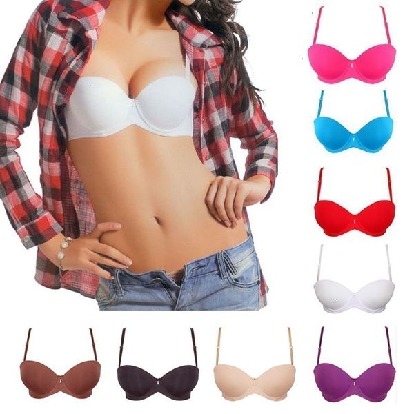 

seamless bra women underwears push up bra lingerie underwear solid seamless 1 2 bra padded underwire solid lolita style tracksuit, Red;black