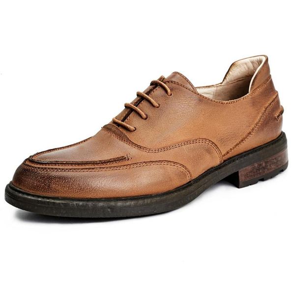 

business casual shoes mens fashion british retro mens shoes spring men british retro cowhide spring, Black