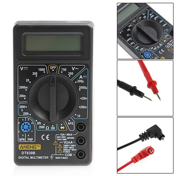 

dt-830 mini multimeter lcd digital multimetro for volt amp ohm tester meter voltmeter ammeter overload protection with probe