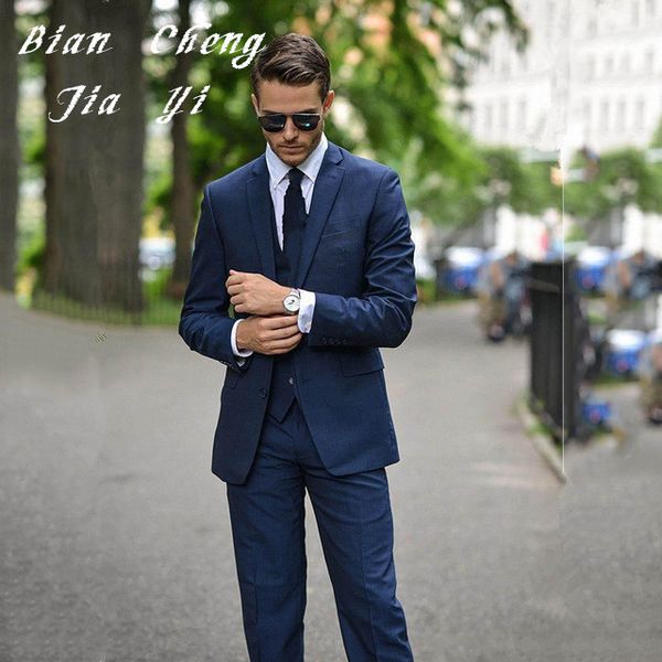 

new bespoke navy mens wedding prom groom suits slim fit groomsmen tuxedos blazers customed groom party suits (jacket+pants+vest, White;black