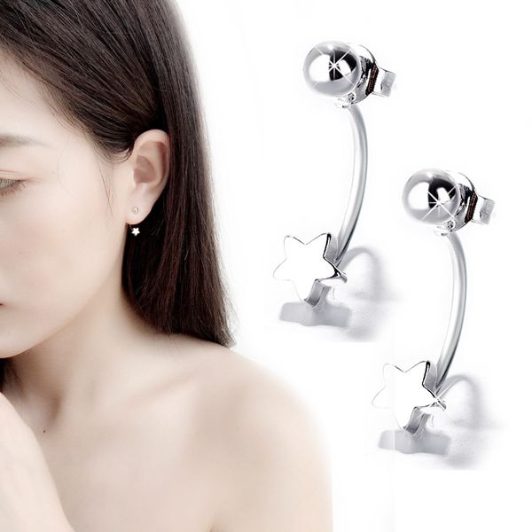 

South Korean handmade creative simple and dualpurpose pea ball star back hanging stud womens versatile earrings earrings ear buckles