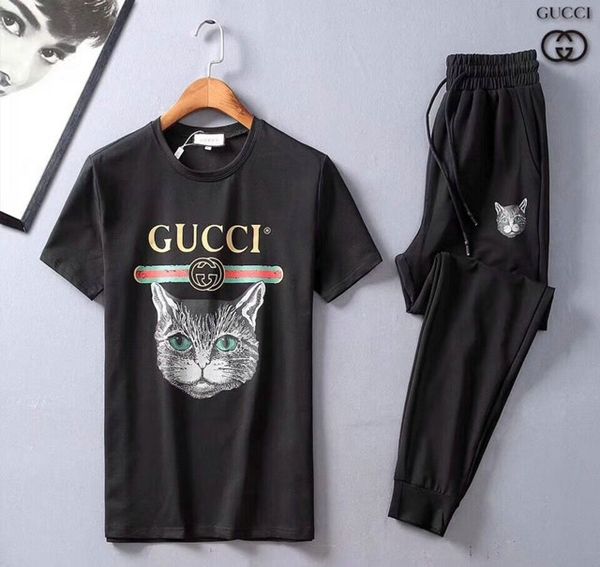 

new fashion sportswear t-shirt shorts suit 2020summer brand t-shirt men's letter printing men's short-sleeved t-shirt sports suit, Gray