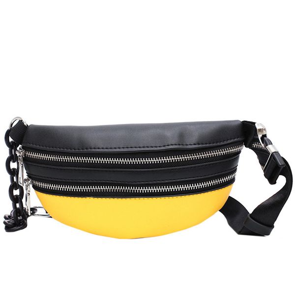 

women waist bag women's fashion leather bag shoulder chain messenger crossbody chest bags mixed color fanny pack waist packs#814