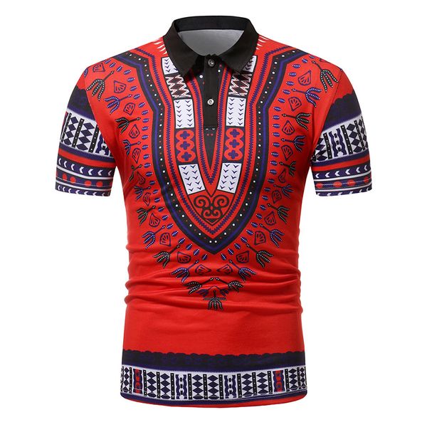 

summer 2019 african turkish printed short-sleeved shirt fashion turn-collar men's neck shirt african men clothes, White;black