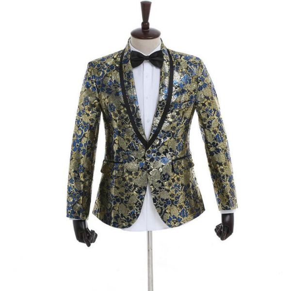 

europe and the united states style gold printing tide men's suit jacket 2019 velvet slim embroidery small suit jacket, White;black