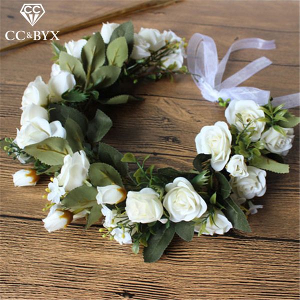

cc flower tiaras and crowns hairbands double layer wedding hair accessories for bridal bridesmaids 100% handmade jewelry mq019, Golden;white
