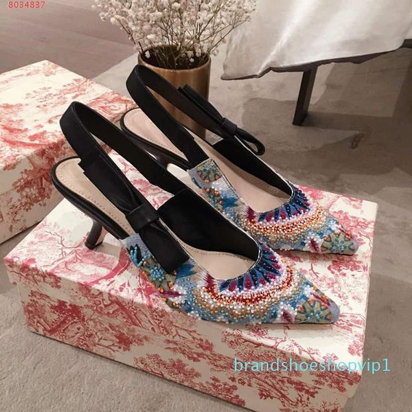 

women new high heels, embroidered beaded sandal, casual and stylish leather sandals with large soles and medium heels, Black