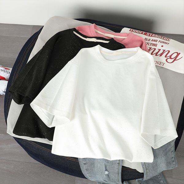 

cotton short-sleeved t-shirt 2020 fashion brand loose clothes cotton short-sleeved t-shirt women's 2020 fashion brand women's loos, White
