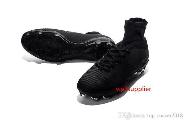 

black original full soccer cleats new mercurial superfly v fg soccer shoes mens high ankle ronaldo football boots