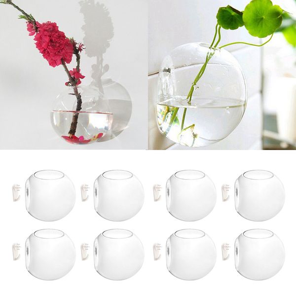 

8x wall hanging planter glasshydroponicvase plant pot terrarium ball 10cm