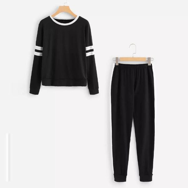 

tracksuit women sportwear women's sports suit women long sleeve 2pcs sport wear running tracksuit sweatshirt pant suit#y15, White;black