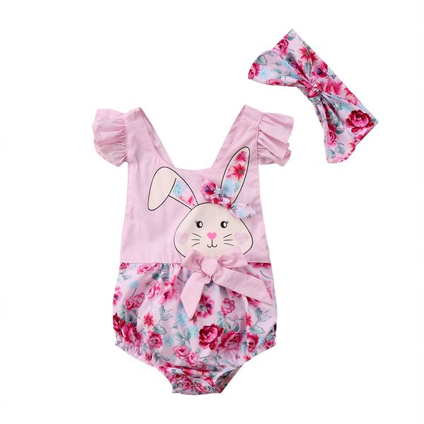 

0 to 2y newborn baby girls print rabbit patchwork lace beachwear jumpsuit bodysuit sportswear infant +venda outfits set children's swim