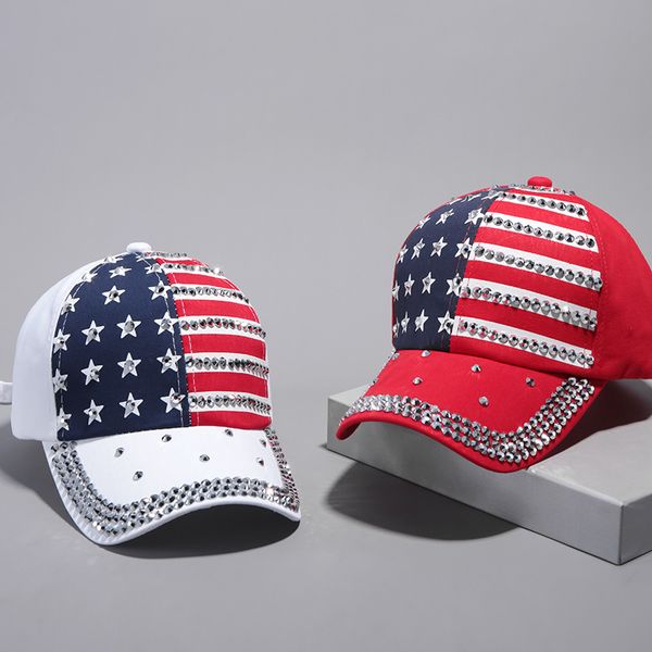 

2019 "american election flag-studded baseball cap european and american cattle new denim washed outdoor sunhat cap, Blue;gray